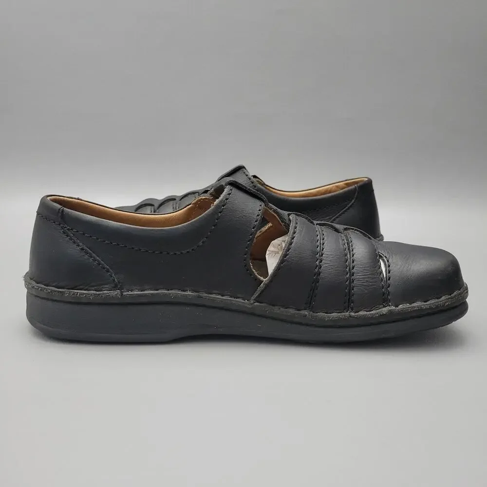 Birkenstock 42 Mens Closed Toe Fisherman Black Sandals Leather Size 9 US
